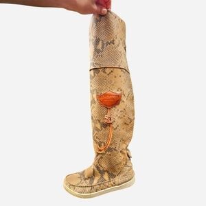 El Vaquero Tall Leather Snakeskin Boots